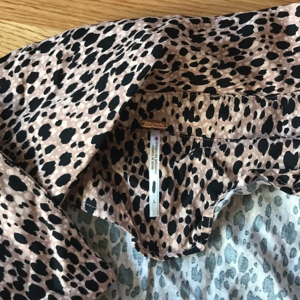 NWT Free People Daria Leopard Maxi Shirtdress Duster Size Large.